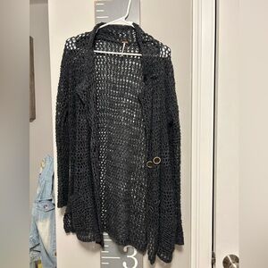 Free people navy crochet colored cardigan